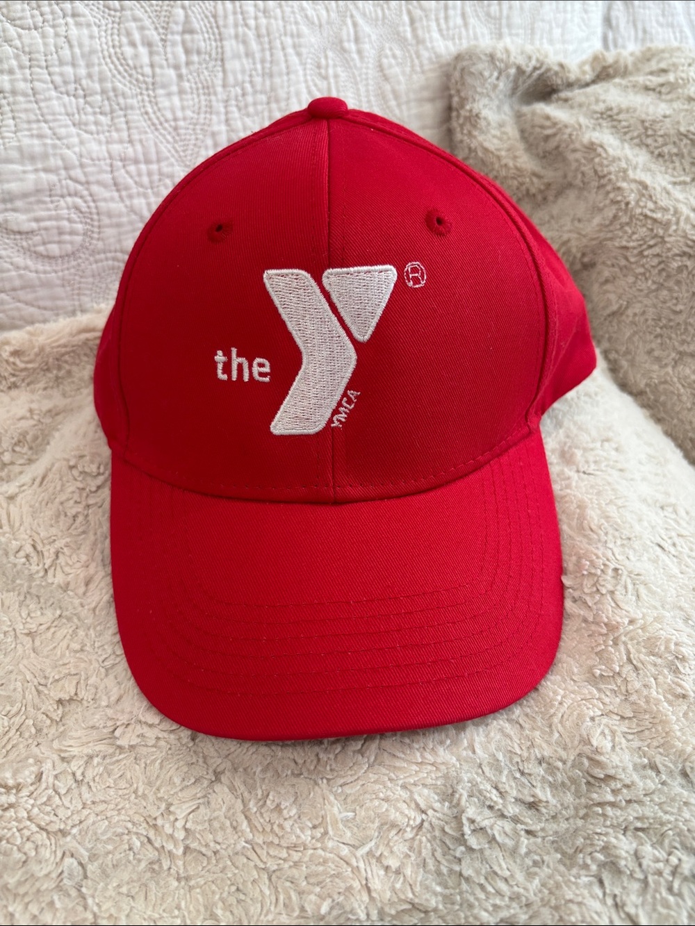 YMCA Red Ball Cap with White Embroidered Logo - Unisex